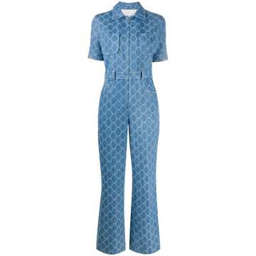 jacquard denim jumpsuit