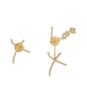 Yellow Gold and Diamond I Promise To Love You Earrings