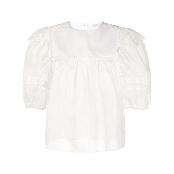 lace-insert cropped blouse