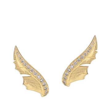 Yellow Gold and Pavé Diamond Magnipheasant Stud Earrings