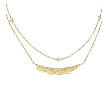 Yellow Gold Magnipheasant Pavé Diamond Split Necklace