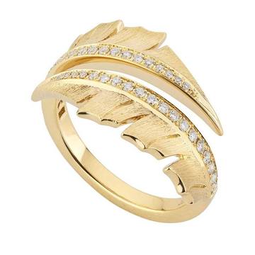 Yellow Gold Magnipheasant Pavé Diamond Split Ring