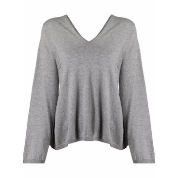 V-neck pleated jumper