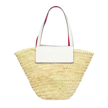 LOUBISHORE WOVEN STRAW & LEATHER TOTE