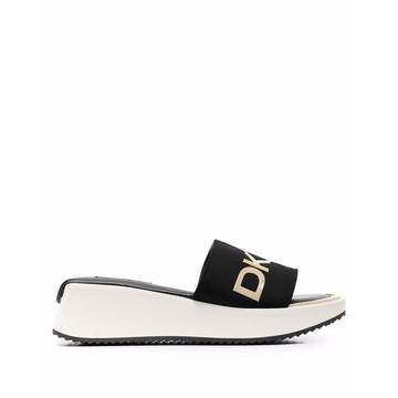 logo-print leather sandals