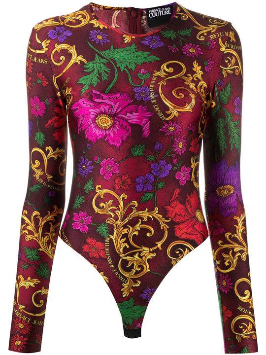 Barocco floral-print long sleeved bodysuit展示图