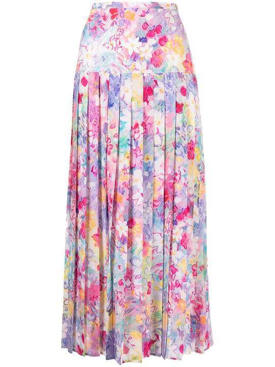 Spring Meadow print pleated skirt展示图