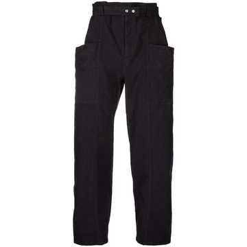 multiple-pocket straight-leg trousers