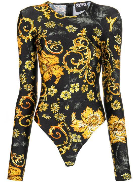 signature Barocco print sheer bodysuit展示图