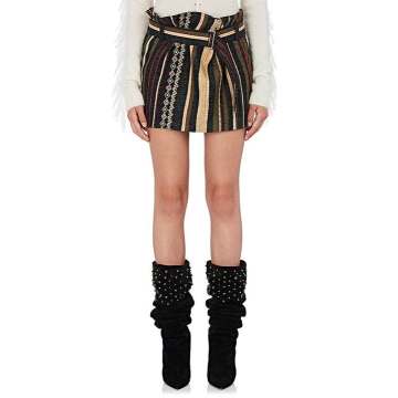 Ikat Striped Silk-Blend Belted Miniskirt