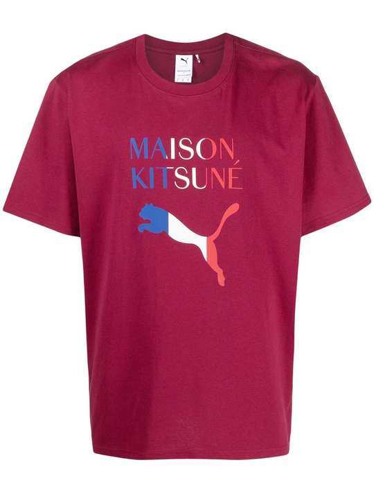 x Maison Kitsuné logo print T-shirt展示图