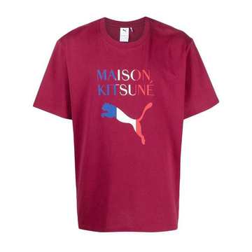 x Maison Kitsuné logo print T-shirt