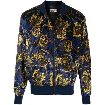 chain-link print velour jacket