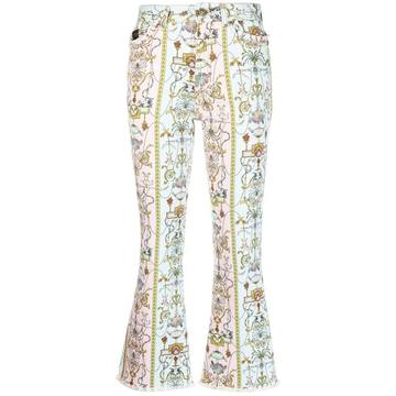 Tuileries-print cropped flared jeans