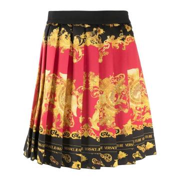 baroque print pleated skirt