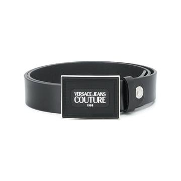 logo plaque leather belt