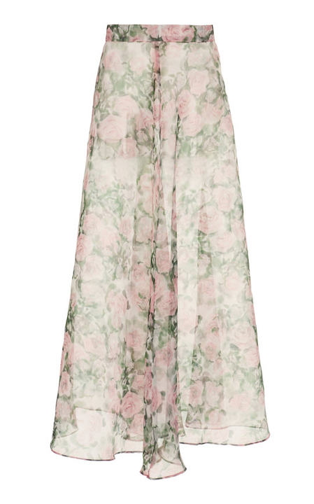 Florence Floral-Print Chiffon Maxi Skirt展示图