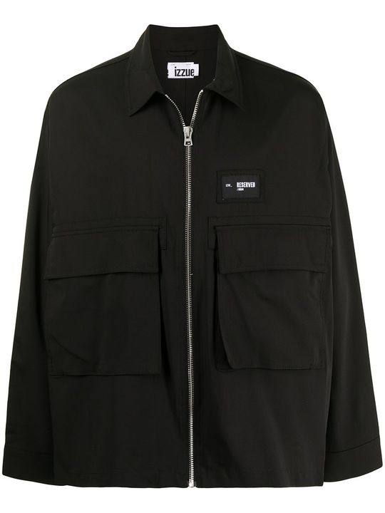 flap-pocket zip-up shirt jacket展示图