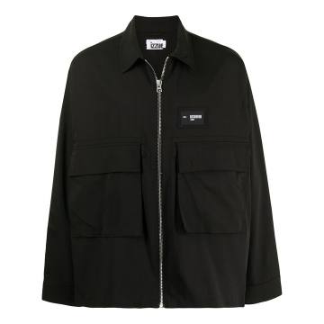 flap-pocket zip-up shirt jacket