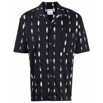 feather-print short-sleeve shirt