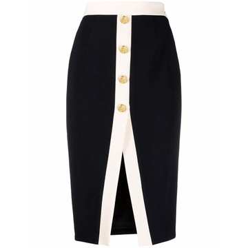 contrast-trim pencil skirt