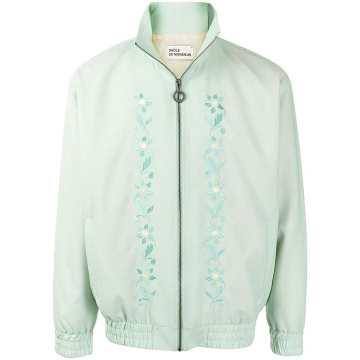 floral-embroidered zip-up jacket