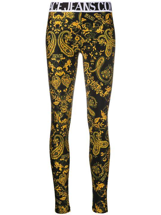 baroque-print slim-fit leggings展示图