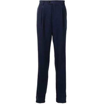 inverted pleat linen trousers