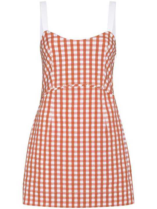 gingham-pattern sleeveless minidress展示图