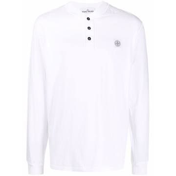 logo-patch buttoned cotton top