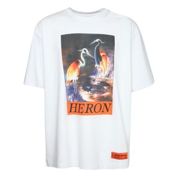 HERON印花大廓型棉质平纹针织T恤