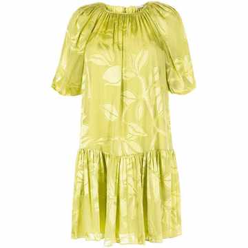 lemon print pleated mini dress