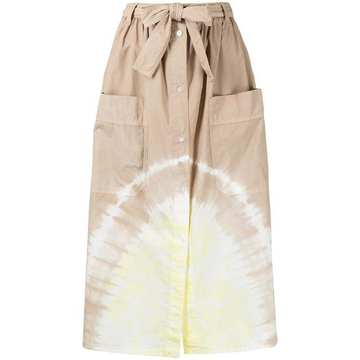 tie-dye print midi skirt