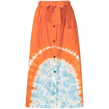 tie-dye print midi skirt