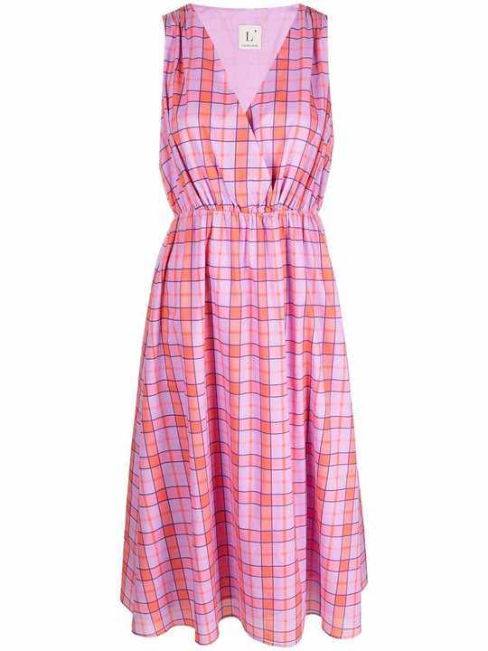 Abito tartan check-print midi dress展示图