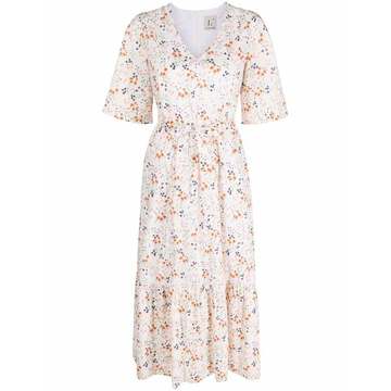 floral-print ruffle-hem midi dress