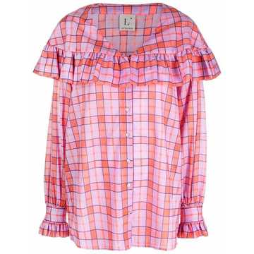 tartan-check ruffled shirt