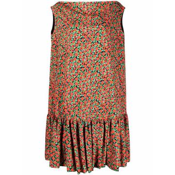 tomato-print ruffled shift dress