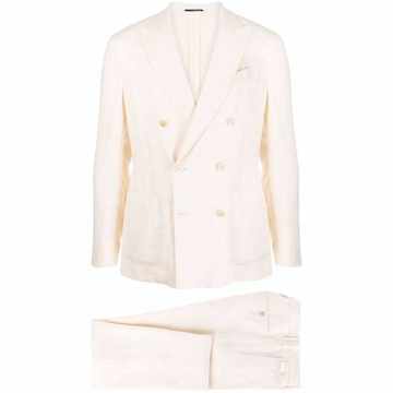 double-breasted linen suit