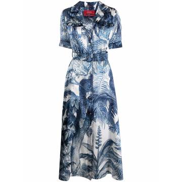 graphic-print belted shirtdress
