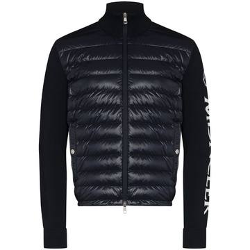 logo print quilted zipped jacket