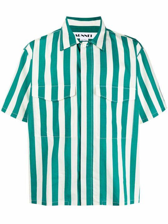 vertical-stripe short-sleeve shirt展示图