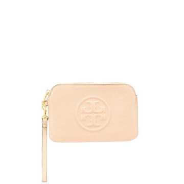 embossed-logo clutch bag