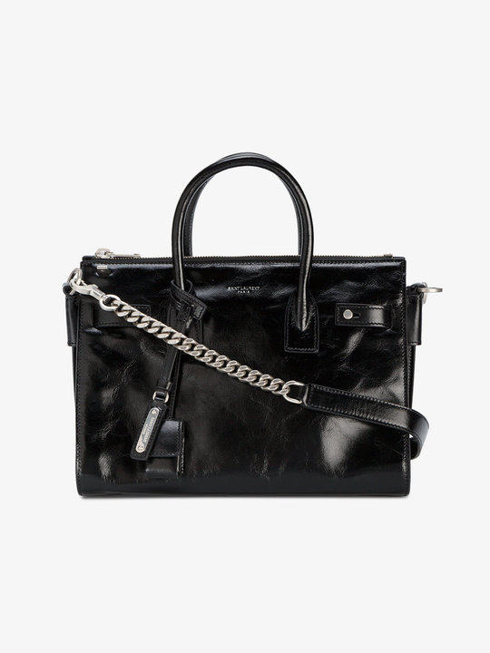 Small Black Leather Sac De Jour Bag展示图