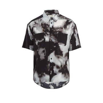 Short-sleeved tie-dye silk shirt