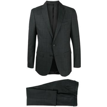 check-pattern single-breasted two-piece suit