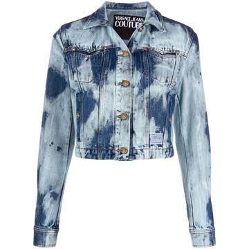 bleach-wash cropped denim jacket