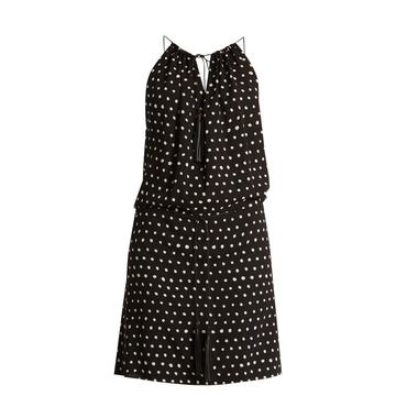 Polka-dot print dropped-waist dress