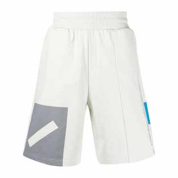 elasticated-waist organic-cotton track shorts