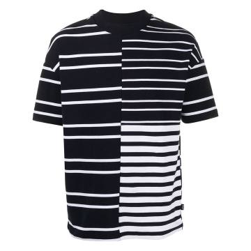 panelled striped T-shirt